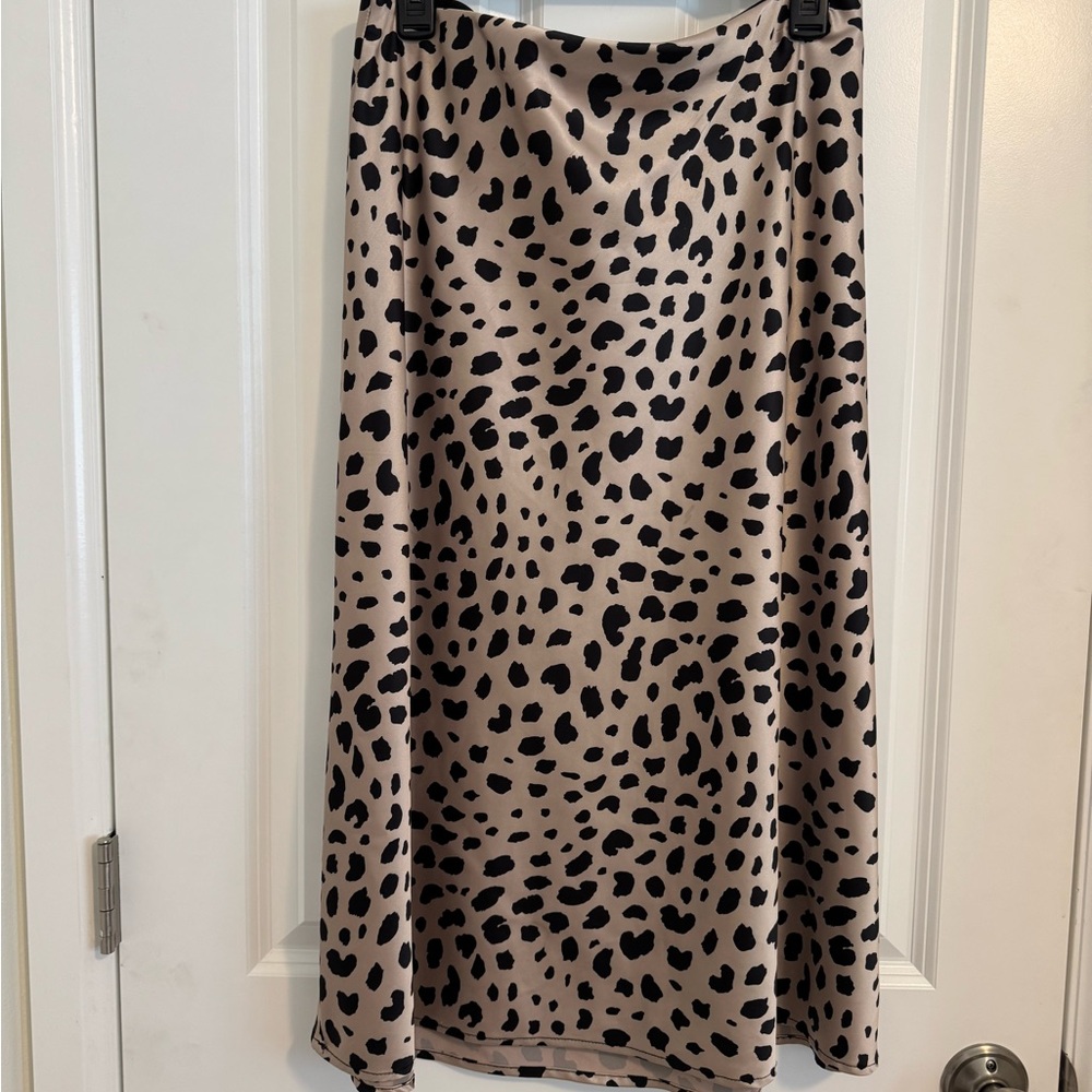 Leopard Print Satin Skirt